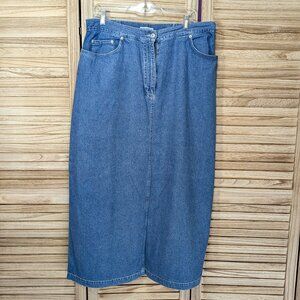 VINTAGE Marsh Landing  Blue Denim Midi Skirt Size 18W